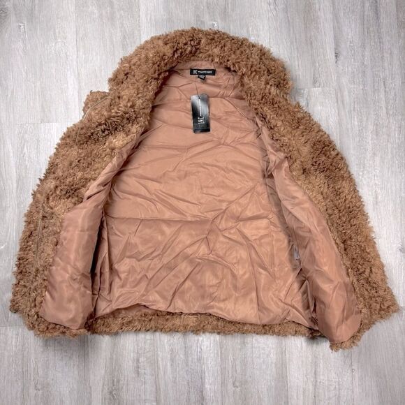 INC Women's NWT Brown Plush Sherpa Faux Shearling Fur Vest Jacket M - Picture 2 of 6